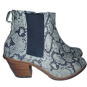 POPPY BARLEY  12W Snakeskin Print leather Chelsea Ankle Boots western 47906